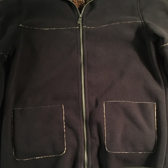 Vintage 90's Zip Up Black Leopard Trim Soft Jacket - Picture 7 of 12